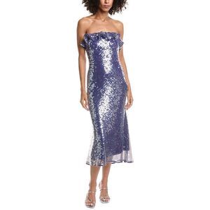 Amur Womens  Braeylnn Mesh Sequin Midi Dress, Purple